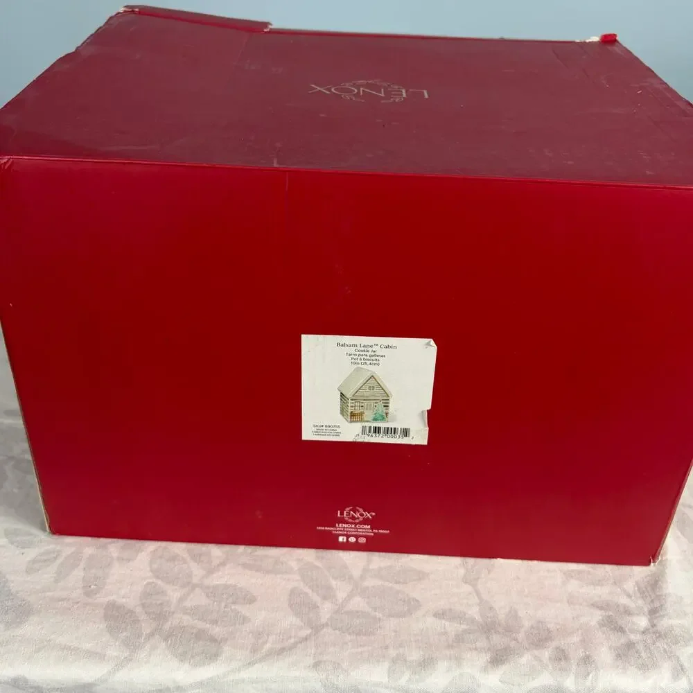 Lenox Balsam Lane Cabin Cookie Jar SKU 890755 Christmas Holiday Collectible